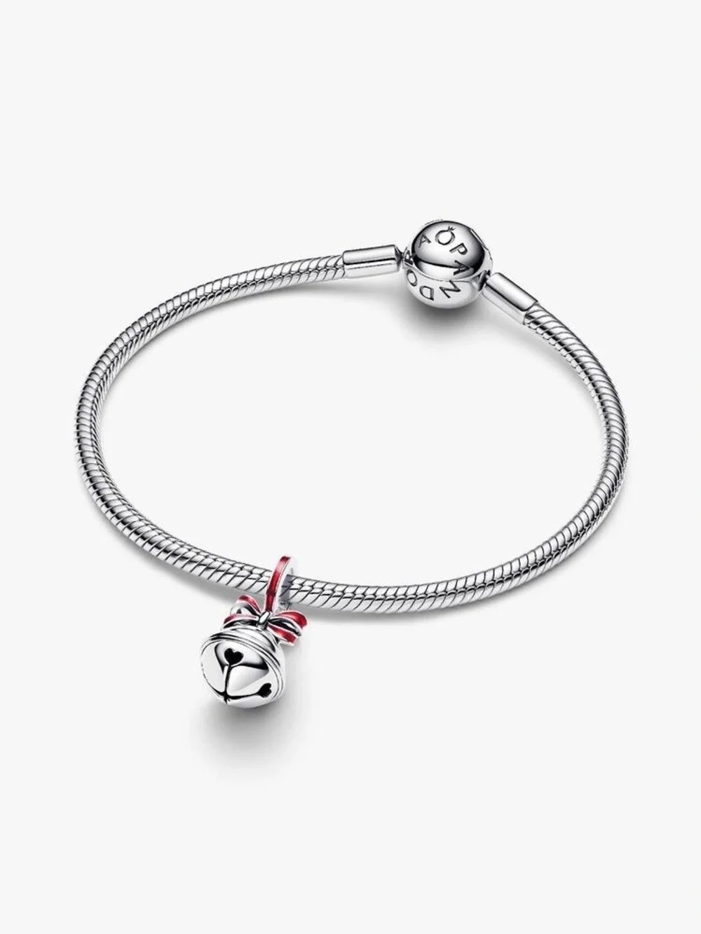 Pandora Silver Bracelet with Pink Bow Bell Charm